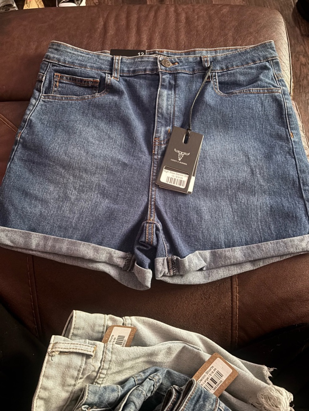Lucky & Blessed Blue Rolled-Hem Denim Shorts